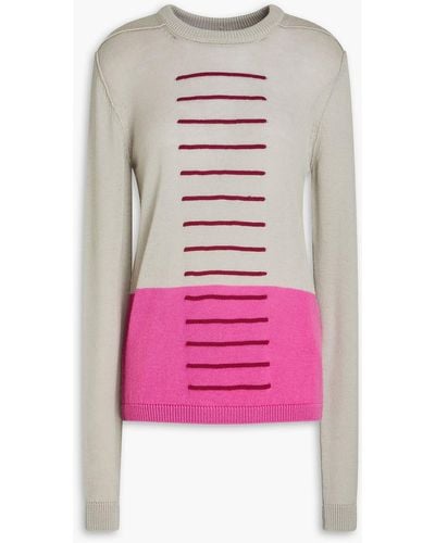 Rick Owens Intarsia Wool And Cotton-blend Jumper - Pink