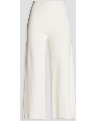 Gentry Portofino Cropped Silk And Cotton-blend Straight-leg Trousers - White
