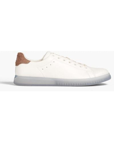 Tory Burch Howell Court Two-tone Suede-trimmed Leather Sneakers - Natural