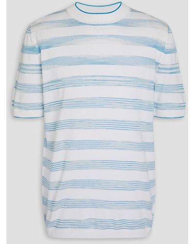 Missoni Striped Jacquard-knit Cotton-blend T-shirt - Blue