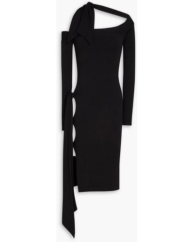ROTATE BIRGER CHRISTENSEN Cutout Draped Cotton-blend Jersey Dress - Black