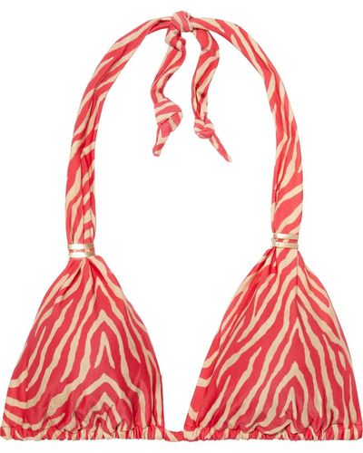 ViX Fiorella Bia Embellished Zebra-print Triangle Bikini Top - Red