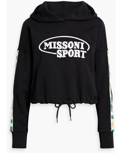 Missoni Embroidered French Cotton-terry Hoodie - Black