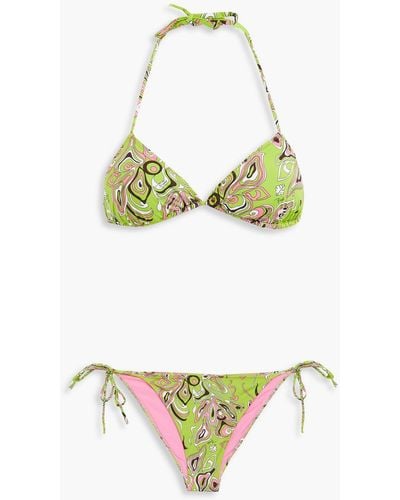 Emilio Pucci Printed Triangle Bikini - Green