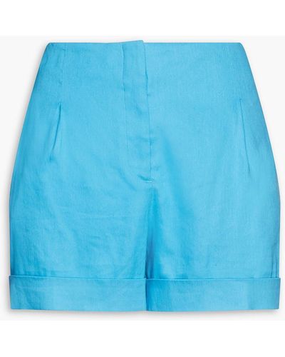 Rag & Bone Jess Pleated Linen-blend Twill Shorts - Blue