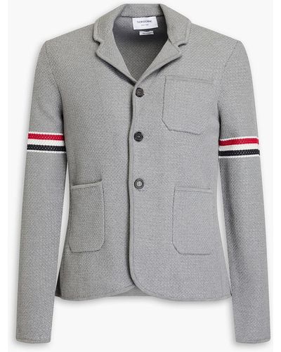 Thom Browne Striped Cotton-blend Tweed Blazer - Grey