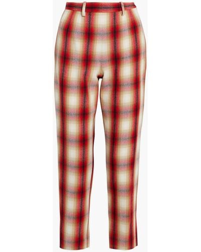 Rosie Assoulin Checked Wool-twill Straight-leg Trousers - Red