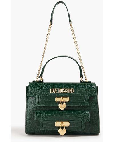 Love Moschino Faux Croc-effect Leather Shoulder Bag - Green
