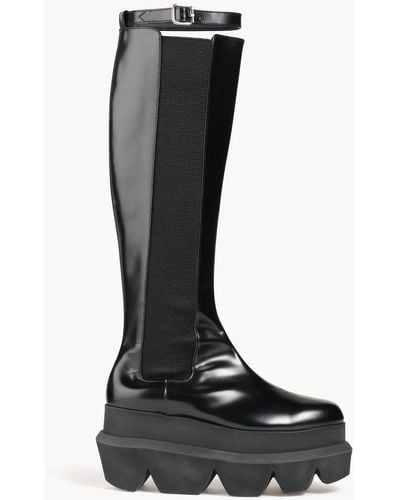Sacai Cowhide Glossed-leather Boots - Black