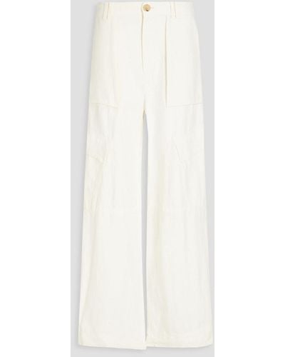 Vince Linen-blend Cargo Trousers - White