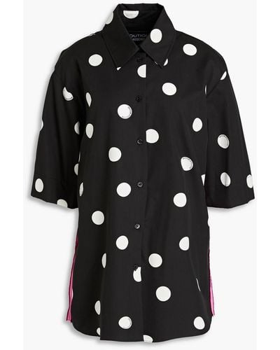 Boutique Moschino Polka-dot Cotton And Silk-blend Shirt - Black