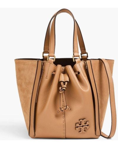 Tory Burch Mcgraw Dragonfly Leather And Suede Tote - Natural