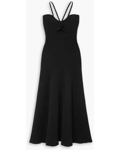 Anna Quan Galina Cutout Ribbed Cotton-blend Midi Dress - Black
