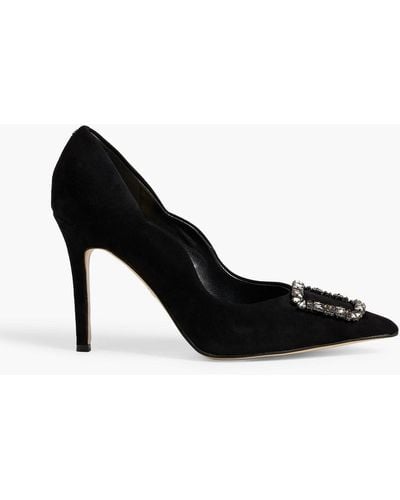 Sam Edelman Harriet Crystal-embellished Suede Court Shoes - Black