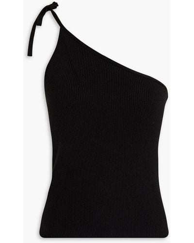 Ba&sh One-shoulder Ribbed Cotton-blend Top - Black