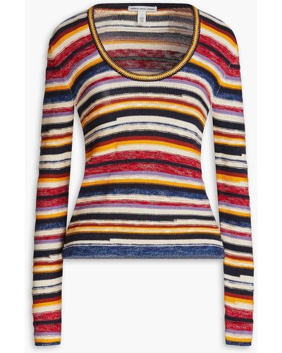 Autumn Cashmere Striped Intarsia-knit Sweater - Red