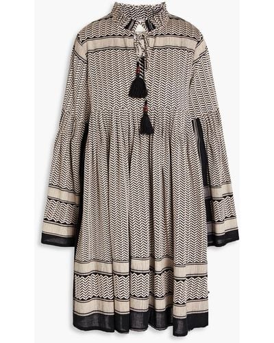 Summery Copenhagen Souzarica plissiertes kleid aus jacquard mit troddeln - Grau