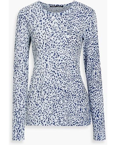 Proenza Schouler Leopard-print Cotton-jersey Top - Blue