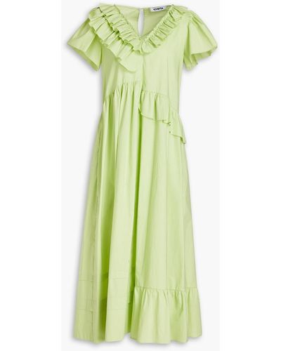 Vivetta Ruffled Cotton-blend Poplin Midi Dress - Green