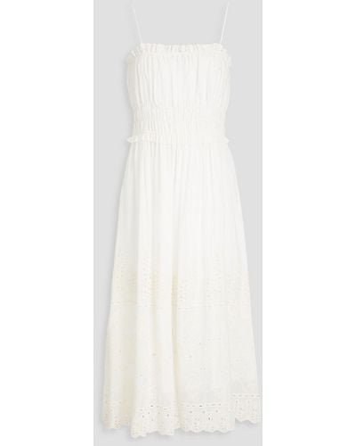 Claudie Pierlot Broderie Anglaise Cotton And Silk-blend Midi Dress - White