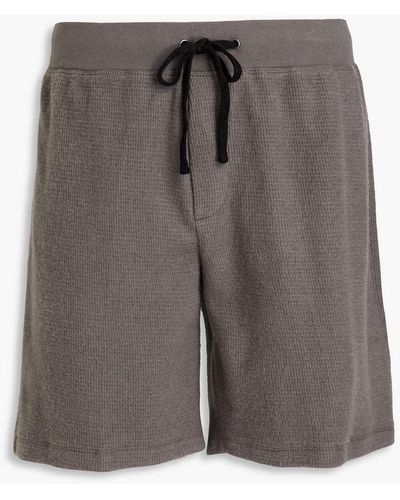 James Perse Waffle-knit Cotton And Cashmere-blend Shorts - Grey