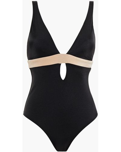Jets by Jessika Allen Cutout Two-tone Swimsuit - Black