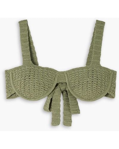 Savannah Morrow Lizzie Crocheted Cotton Bra Top - Green