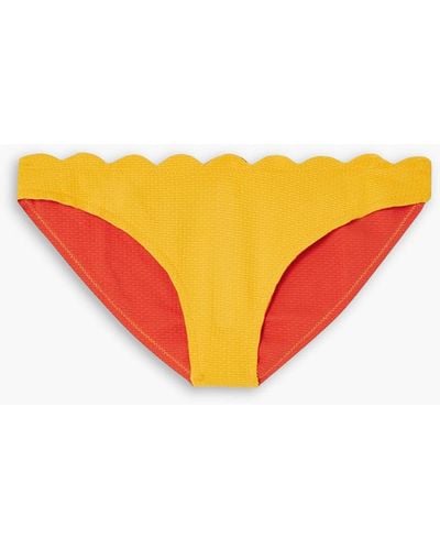Marysia Swim Santa Barbara Textured Stretch-crepe Mid-rise Bikini Briefs - Orange