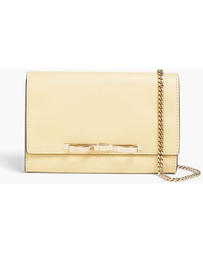 Red(V) Bow-detailed Leather Clutch - Natural