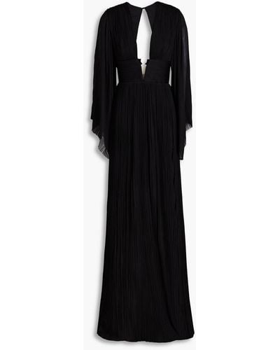 Maria Lucia Hohan Thais Cutout Plissé Silk-tulle Gown - Black