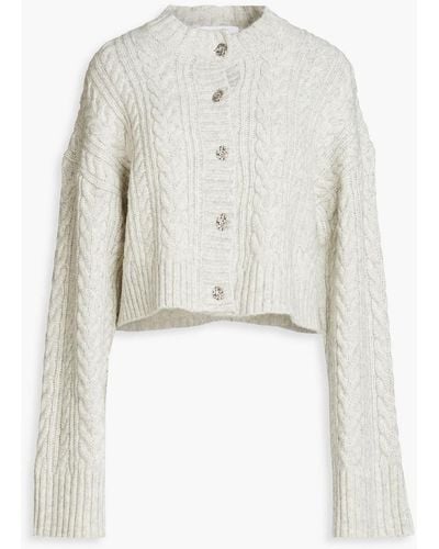 REMAIN Birger Christensen Dreanne Cropped Cable-knit Wool-blend Cardigan - White