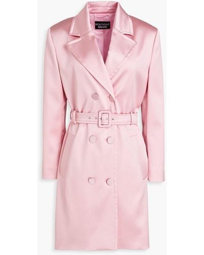 Boutique Moschino Belted Satin Trench Coat - Pink