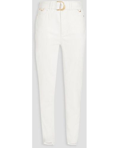 Aje. Bianca Embellished High-rise Slim-leg Jeans - White
