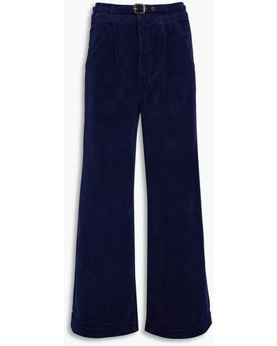 Mother Cotton-blend Corduroy Wide-leg Pants - Blue