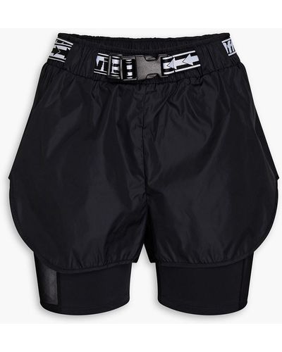 Opening Ceremony Layered Printed Shell And Mesh Shorts - Black