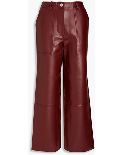 DEADWOOD Presley Cropped Faux Leather Wide-leg Trousers - Red
