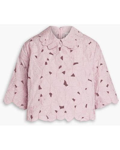 RED Valentino Embroidered Guipure Lace Top - Pink