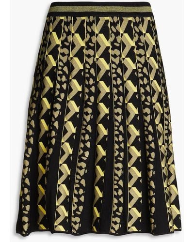 Diane von Furstenberg Pintucked Jacquard-knit Skirt - Green