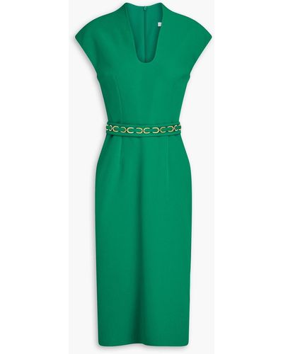Safiyaa Dana Belted Crepe Dress - Green