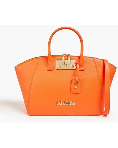 Love Moschino Faux Textured Leather Tote - Orange