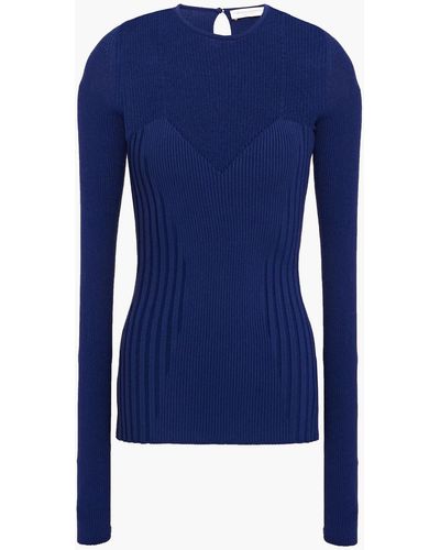 Carolina Herrera Ribbed-knit Top - Blue