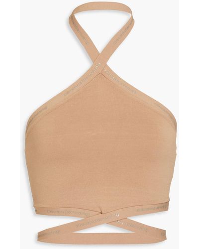 T By Alexander Wang Cropped Stretch-jersey Halterneck Top - Natural