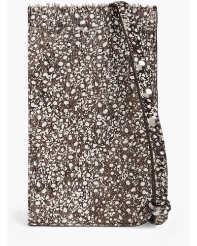 Lemaire Printed Calf-hair And Pebbled-leather Phone Pouch - Brown