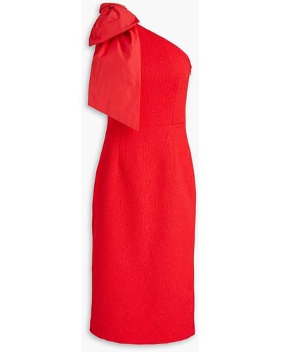 Rebecca Vallance Calla One-shoulder Bow-detailed Cloqué Midi Dress - Red