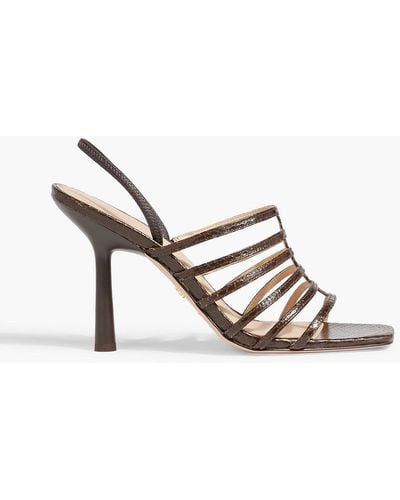 Veronica Beard Aldridge Snake-effect Leather Slingback Sandals - Brown