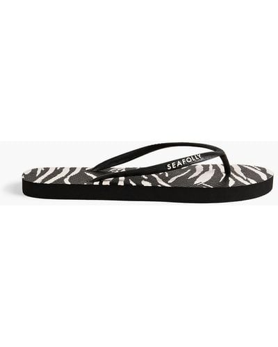 Seafolly Skin Deep Zebra-print Rubber Flip Flops - Black