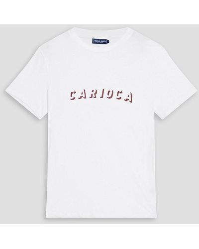 Frescobol Carioca Lucio Slim-fit Printed Slub Cotton And Linen-blend Jersey T-shirt - White