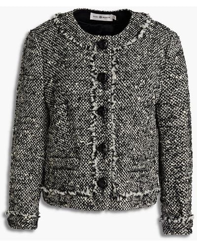 Tory Burch Wool-blend Bouclé-tweed Jacket - Black