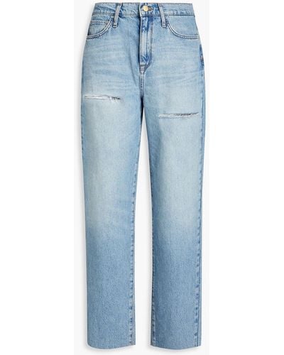 Triarchy Distressed High-rise Tapered Jeans - Blue