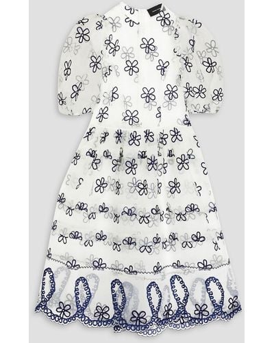 Simone Rocha Embroidered Organza Midi Dress - Grey